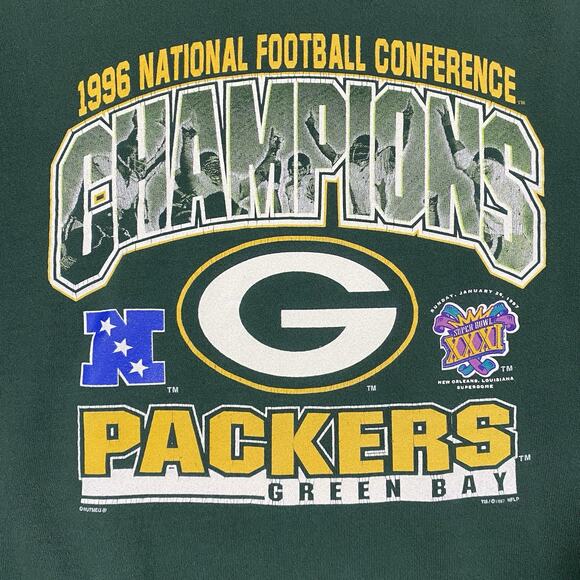 Green Bay Packers 1996 NFC Champions Lee Sport Sweatshirt XL Made in USA - Picture 2 of 11